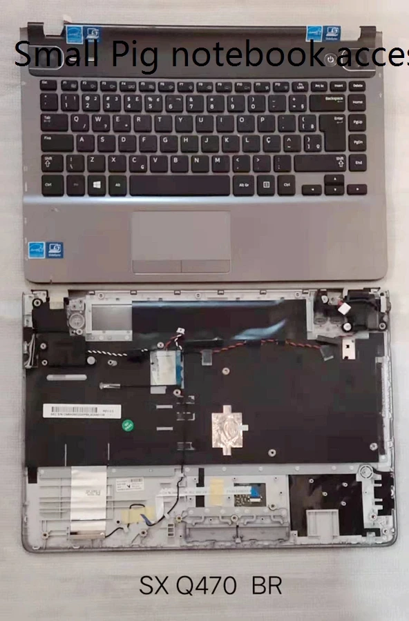 

Бразильская клавиатура с сенсорной панелью для Samsung Q470 Q468 BR, верхний корпус с тачпадом и suona, серебристый
