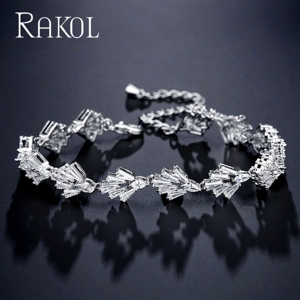 

Белые бриллиантовые браслеты RAKOL для женщин 2022 роскошные изысканные ювелирные изделия Аксессуары для свадебного платья