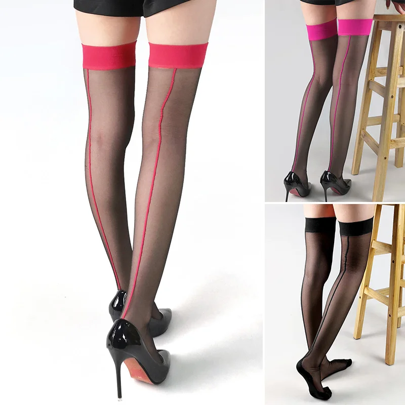 Seamed Stockings With Back Seam Women Over Knee Socks Sexy Fashion Thigh High Stocking Thin Hosiery Stay Up Stockings