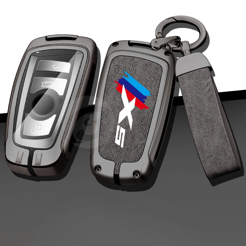 

Zinc Alloy Leather Car Key Case Cover Holder Shell Buckle for Bmw X5 e70 f15 go5 Remote Control KeyChain Interior Accessories