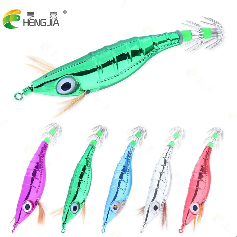 

New Jigs Lead Sinker Lifelike Wood Shrimp Lures weave Squid Hook Octopus Bait Fishing Tackle