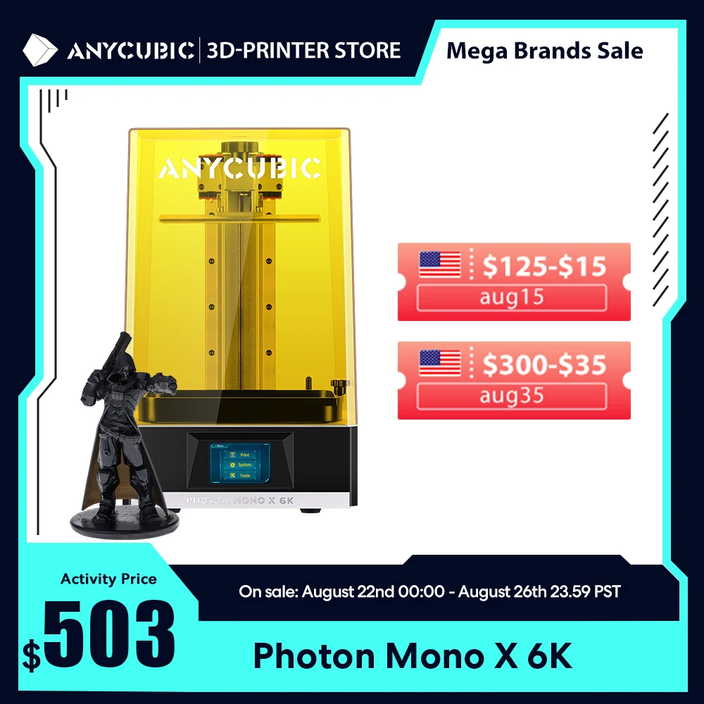 3D принтер ANYCUBIC Photon Mono X 6K 9 25 '' большой экран разрешение 6k яркие детали высокая