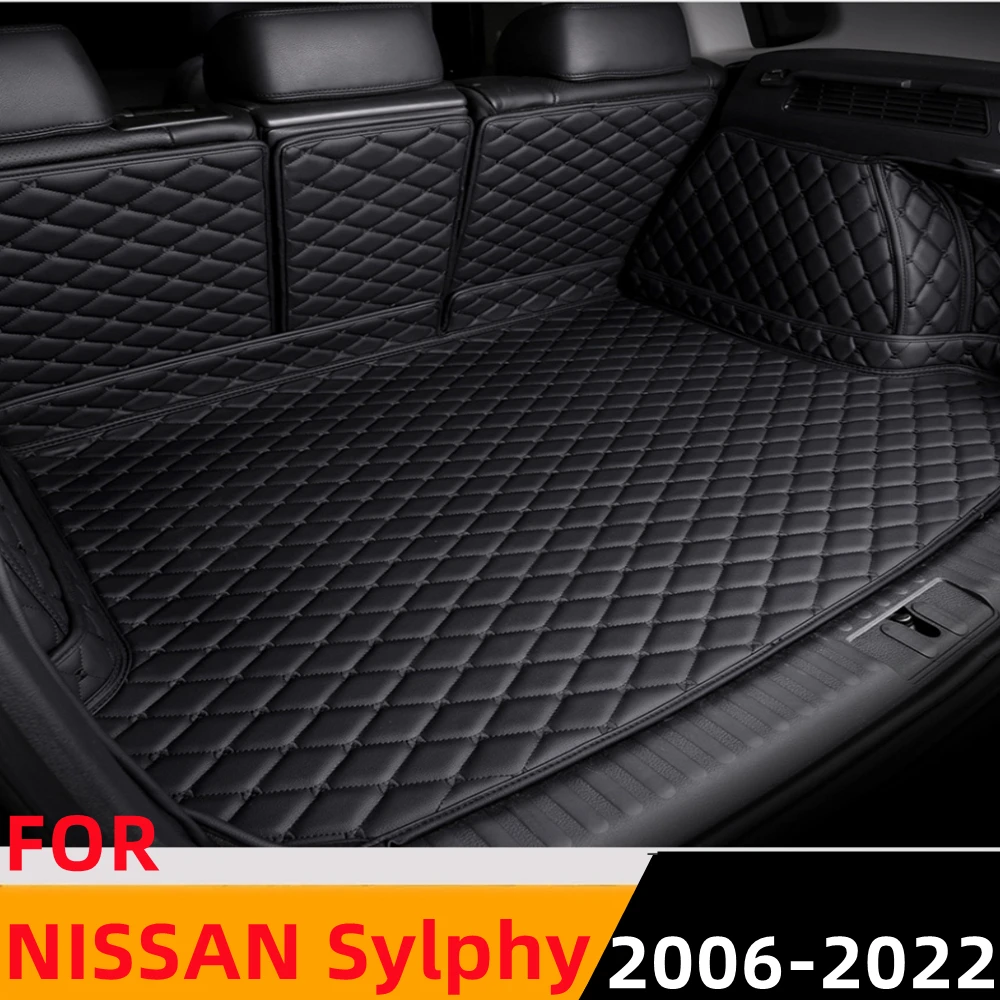 

Sinjayer Waterproof Highly Covered Car Trunk Mat Tail Boot Pad Carpet High Side Rear Cargo Liner For NISSAN Sylphy 2006 07-2022