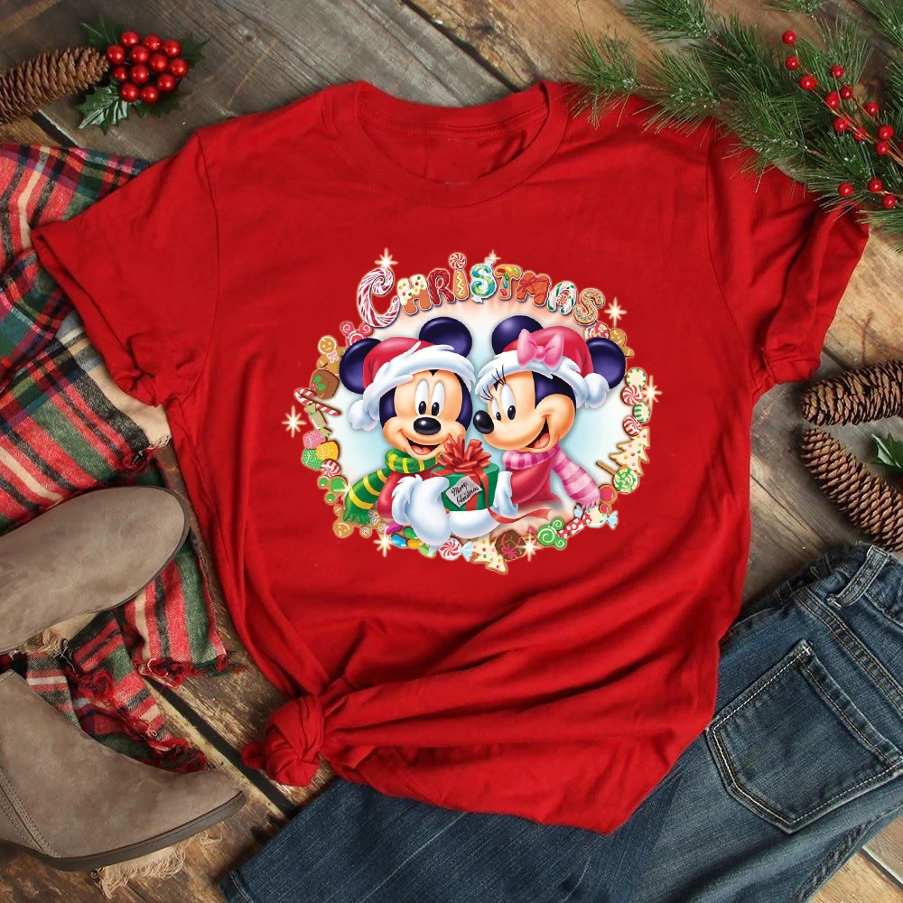 

Лидер продаж, Милая женская футболка с принтом головы Микки и Минни из мультфильма Disney, Повседневная футболка в стиле Харадзюку, Милая женская футболка с коротким рукавом