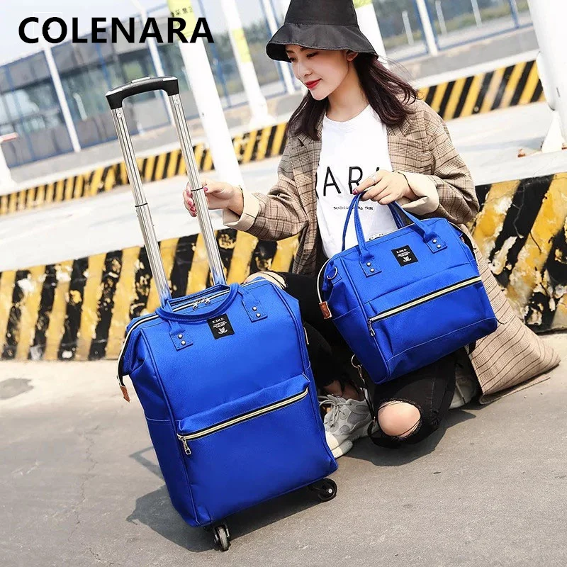 COLENARA Luggage High Quality Men's Fashion Nylon Trolley Bag Set Women's Silent Universal Wheel Rollers Rotating Suitcase