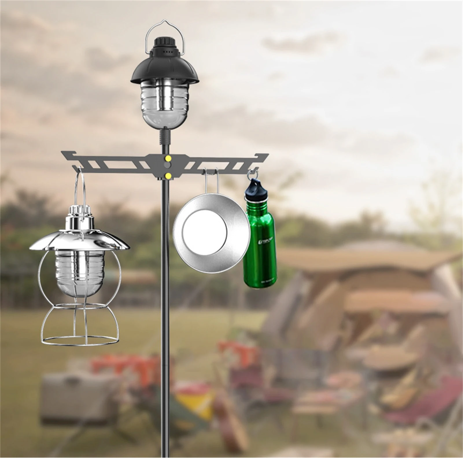 

Aluminum Alloy Collapsible Lantern Stand Camping Lightweight Lamp Hanger Outdoor Light Pole Hanger Stake End Bracket Support