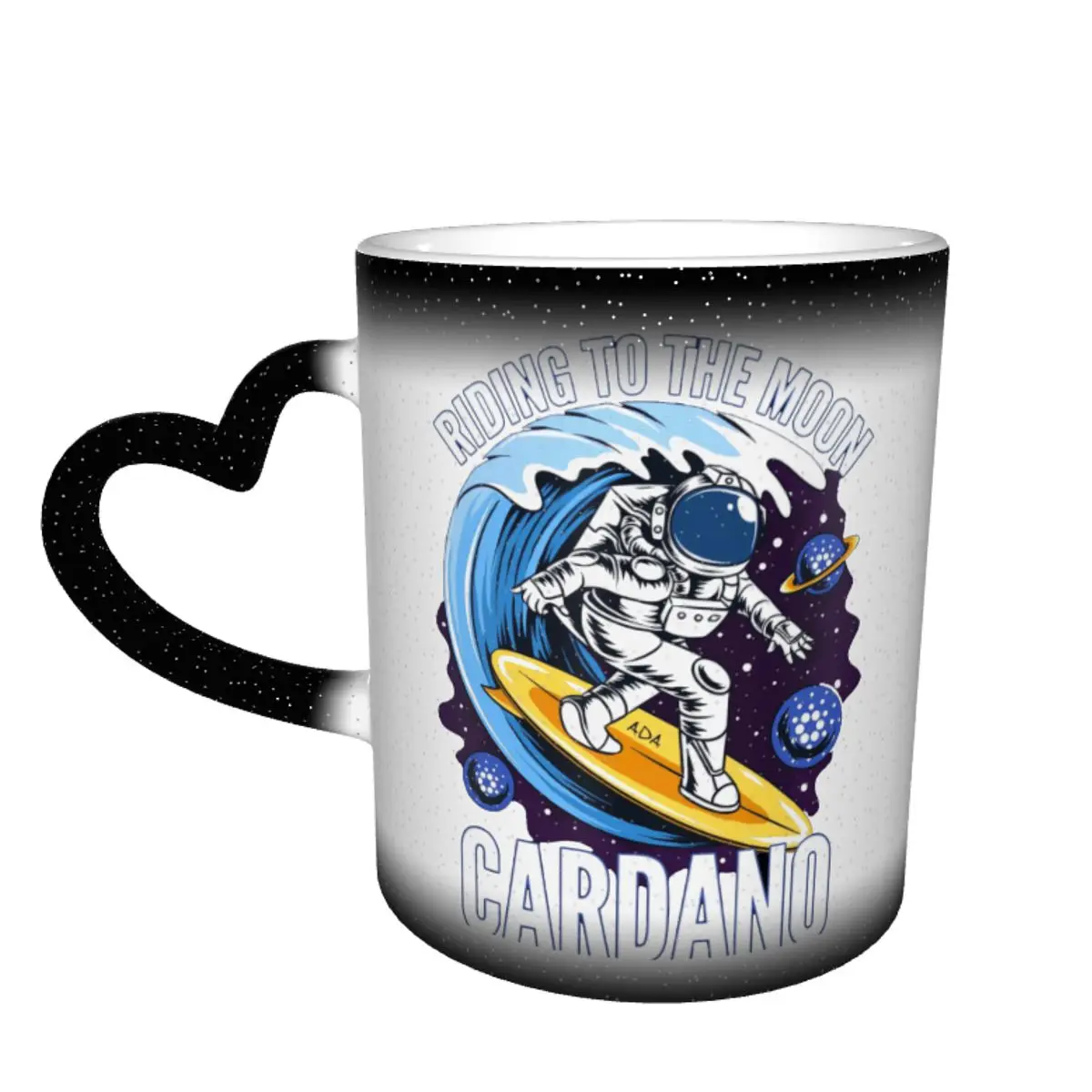 

Riding To The Moon Cardano ADA Crypto Color Changing Mug in the Sky Creative Ceramic Heat-sensitive Humor Etherium Coffee cups