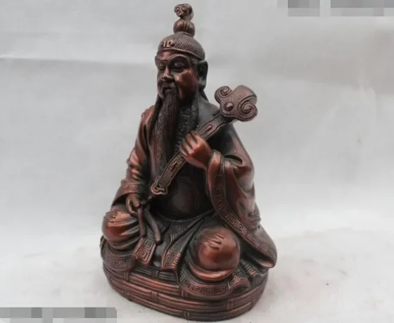 10-дюймовая китайская тибетская даосская народная бронзовая статуя Ру И Будды