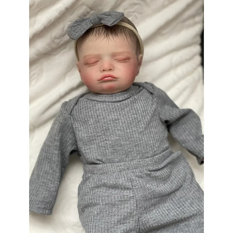 19inch Reborn Bebe Rosalie Newborn Dolls Sleeping Baby Handmade Painted Lifelike 3D Skin with Visible Veins
