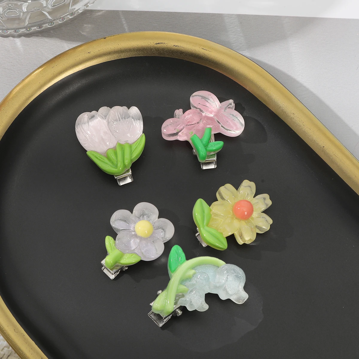 5/6 шт./комплект заколки для волос с цветами