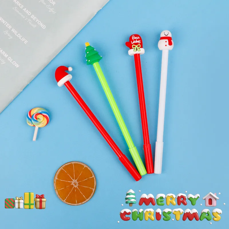 

4 шт./компл. милые кавайные перчатки с рождественской елкой шляпа гелевая ручка 0,3 мм черные чернила авторучка для подписи Рождественский подарок Школа Офис письменные принадлежности