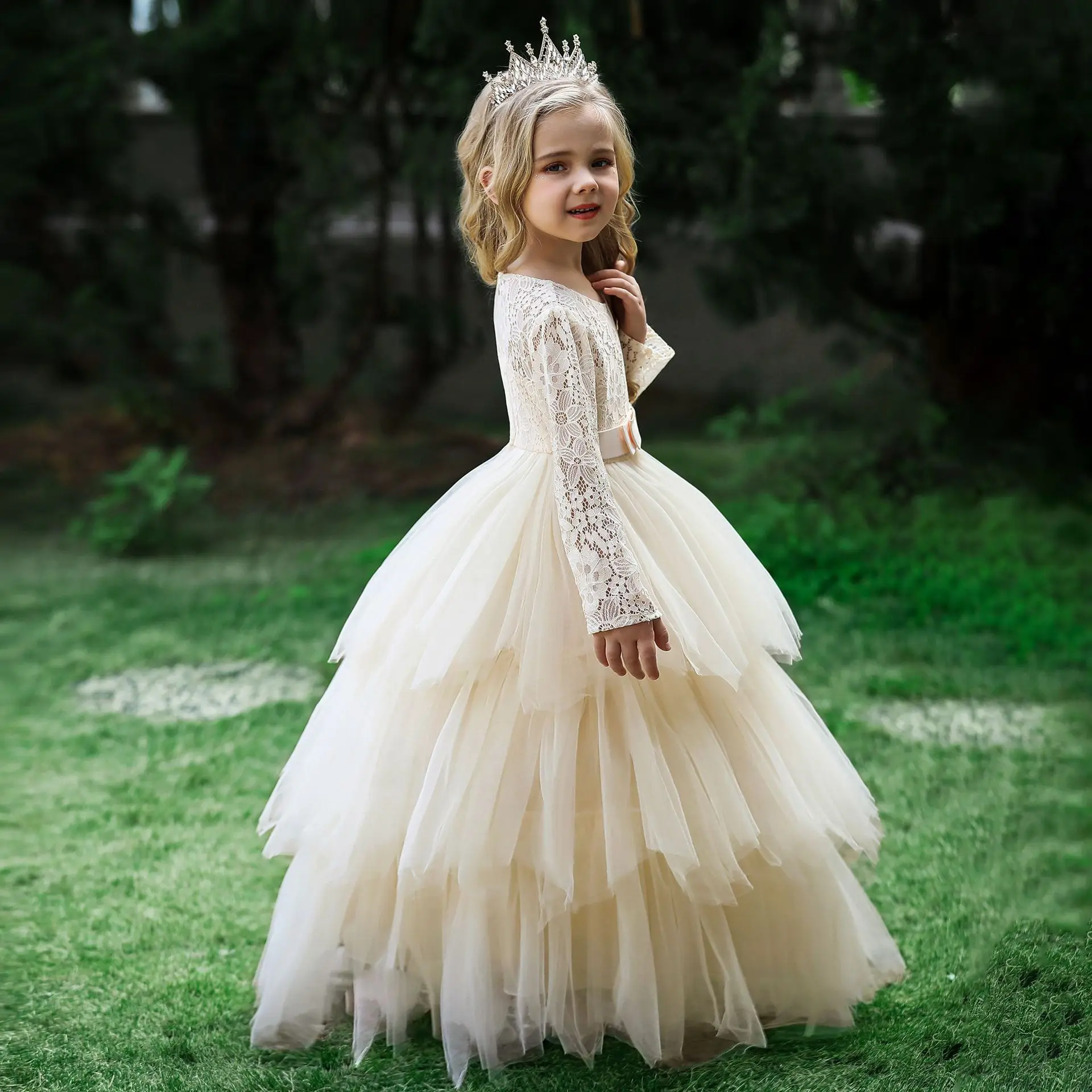 Children'S Catwalk Clothes New Spring Girl Model Hosts Westernized Princess Skirt Long Piano Performance Dress 공주드레스 YT057