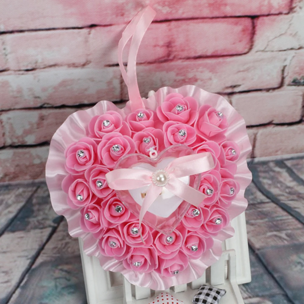 Valentine's Day Heart-shape Rose Flowers Jewelry Box Storage Organizer Packaging Case Portable Ring Jewellery Gift |