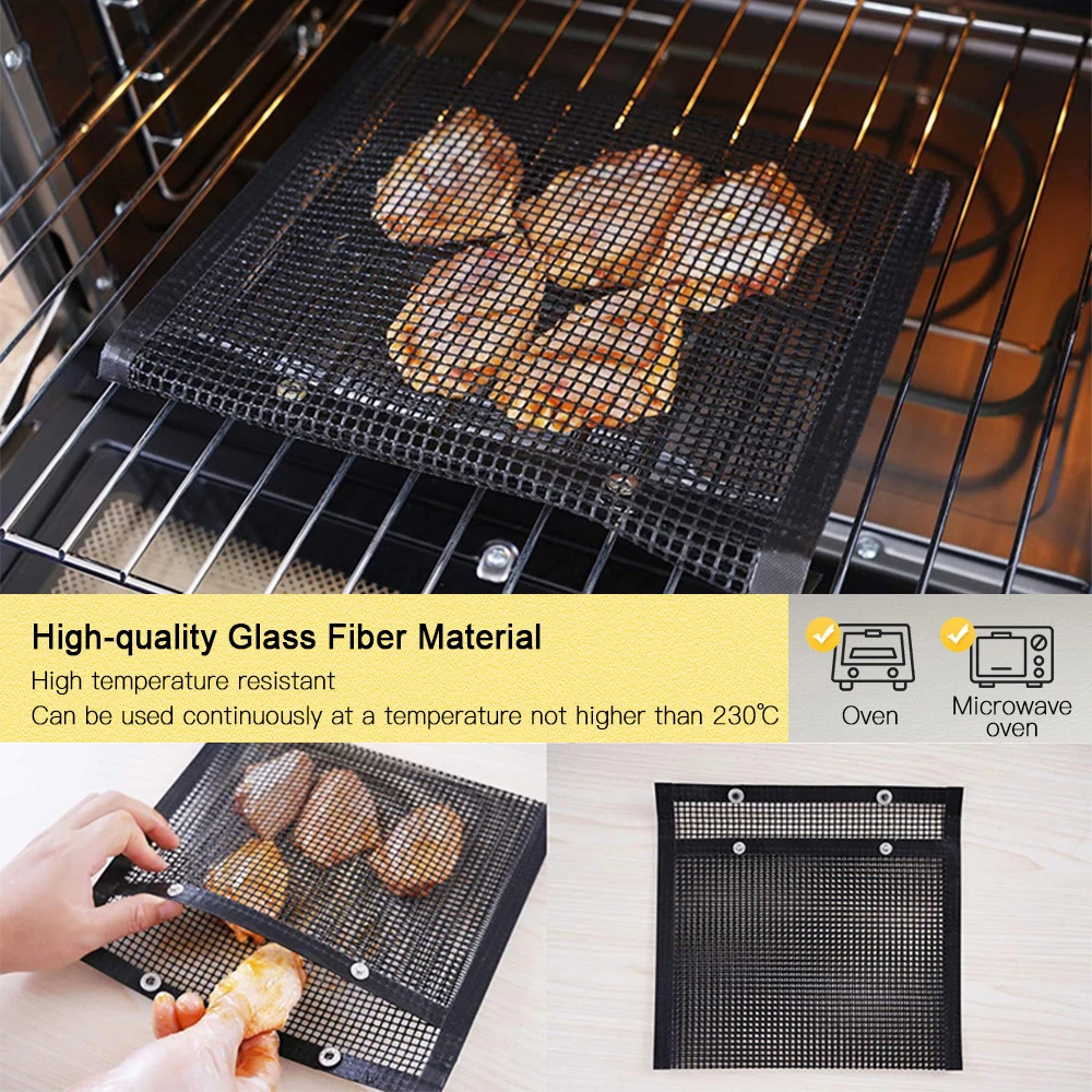 

2pcs Indoor Outdoor BBQ Mesh Grill Bags Nonstick Barbecue Grilling Pouches with 2 Silicone Basting Brushes 2022 New