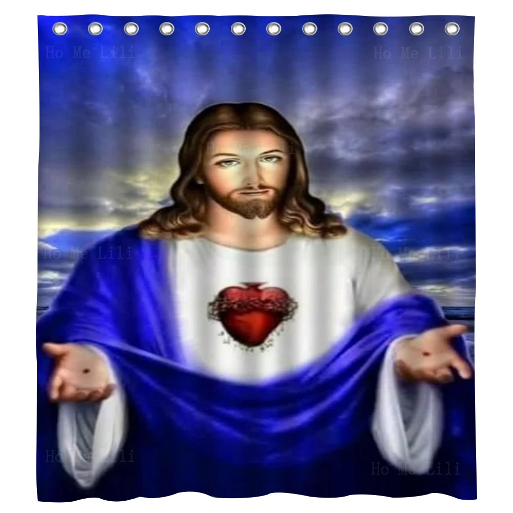 

Holy Heart Month Of Jesus Gentle And Humble Christian Blessed Fabric Shower Curtain By Ho Me Lili For Bathroom Decor