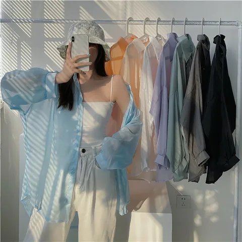 Sweet Straight Turn-down Collar Tops Button Solid Loose Thin Blouses Elegant Spring Summer Casual Fashion Women's Clothing 2023