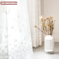 white flower embroidery tulle curtains for living room elegant screens for kitchen balcony white solid yarn