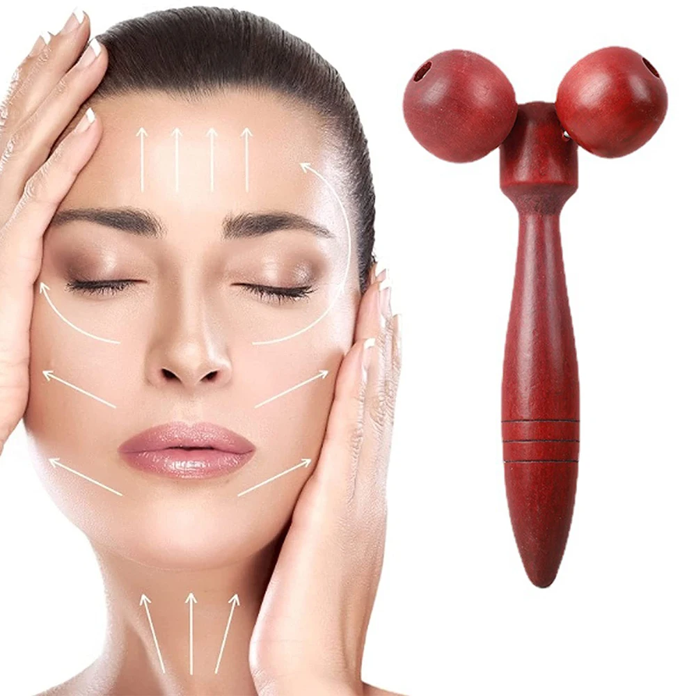

Wooden Double Roller Ball Face Massager 360 Rotation Massage Relaxing Neck Chin Slimming Face-lift Massage Tool Full Body Shape