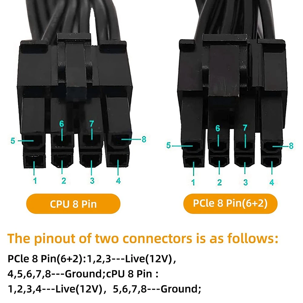 Кабель питания процессора ATX с 8-контактным разъемом папа на двойной PCIe 2 x