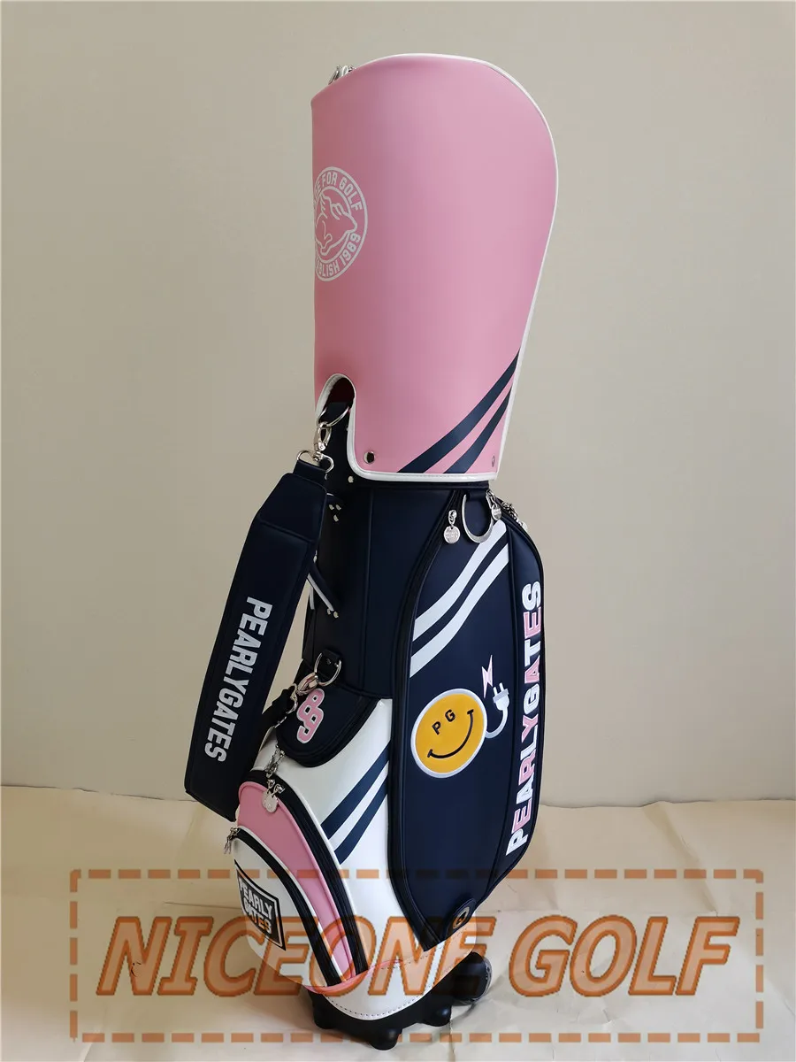 New golf bag two-wheeled support wheel towing lightweight aviation bag PG women's model powder black fabric pull rod bag