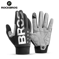 rockbros cycling gloves shockproof wear resistant sbr men women full finger windproof gloves breathable lengthen warm mtb glove