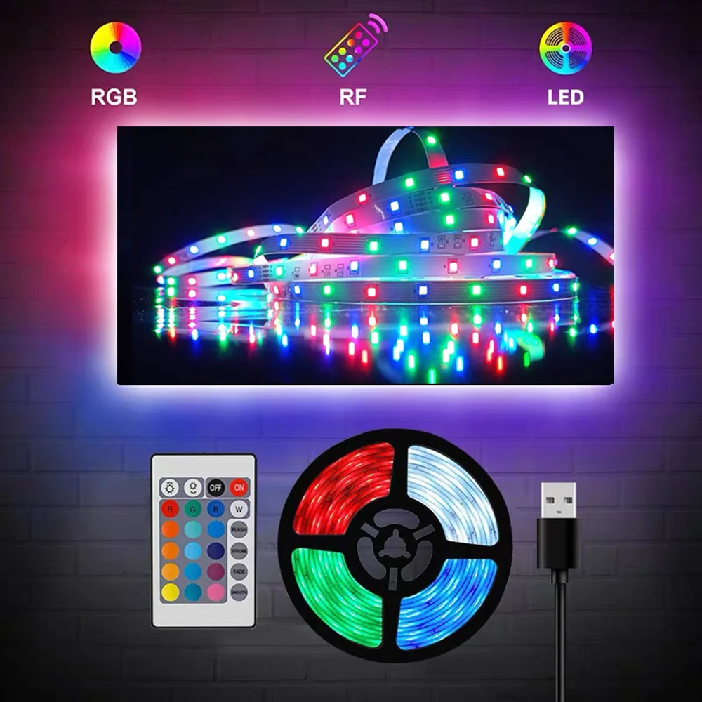 

Светодиодная лента, пульт дистанционного управления с 24 кнопками, RGB, компьютерный чехол, украшение, фоновая стена, Рождество, Хэллоуин, атмо...