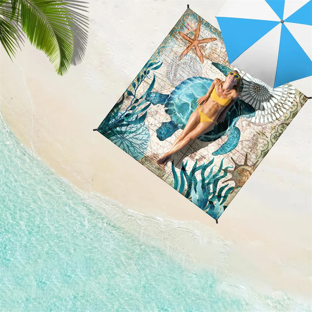 Водонепроницаемый Пляжный коврик с рисунком морской черепахи 1 шт.