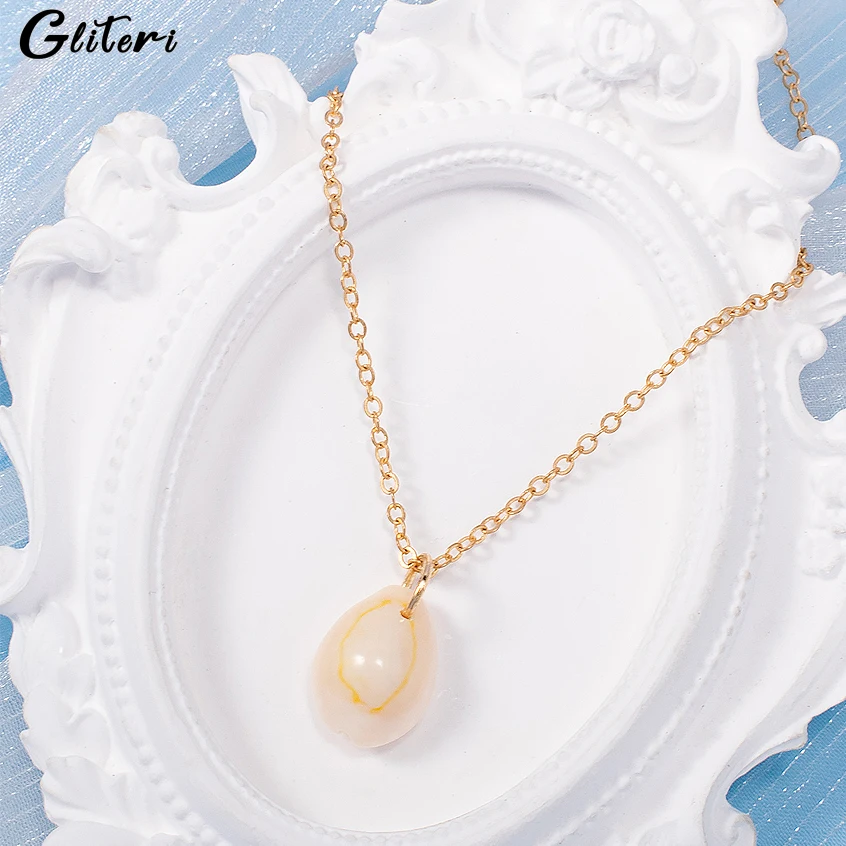 

GEITERI Bohemia Natural Shell Pendant Necklaces For Women Kids Gold Color Conch Clavicle Chain Choker Beach Jewelry Female Gifts