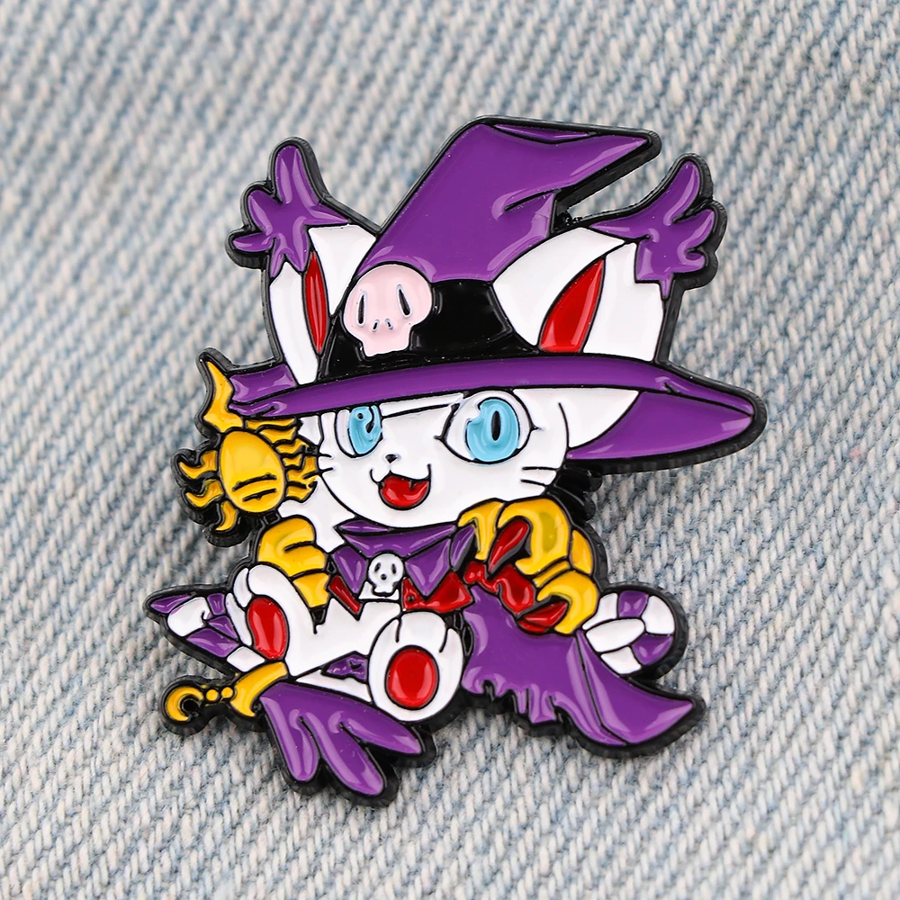 Жесткие эмалированные заколки Kawaii Tailmon Cat милые Мультяшные дигимоны эльфы