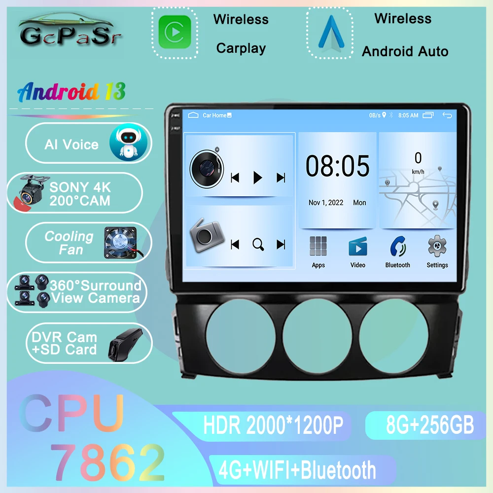 Для mazda mx-5 2009-2013 автомобильный радиоприемник Android Auto Bluetooth Carplay GPS навигация
