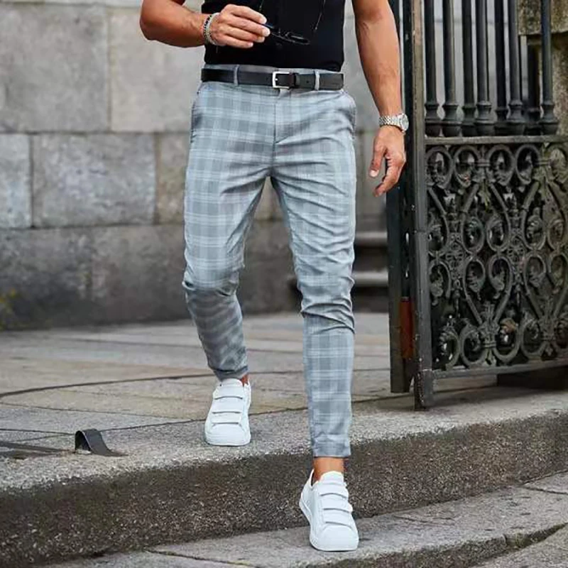 

New Autumn Winter Man Casual Plaid Suit Pants Business Work Formal Pants for Men's Dress Pants Slim Fit Trousers Male's Clothing