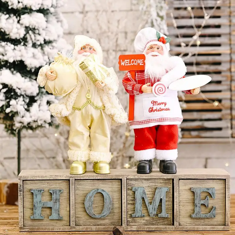 

Standing Christmas Santa Claus Gnome Plush Santa Claus Figurines Ornaments Christmas Doll Figures Fireplace for Home Table Decor