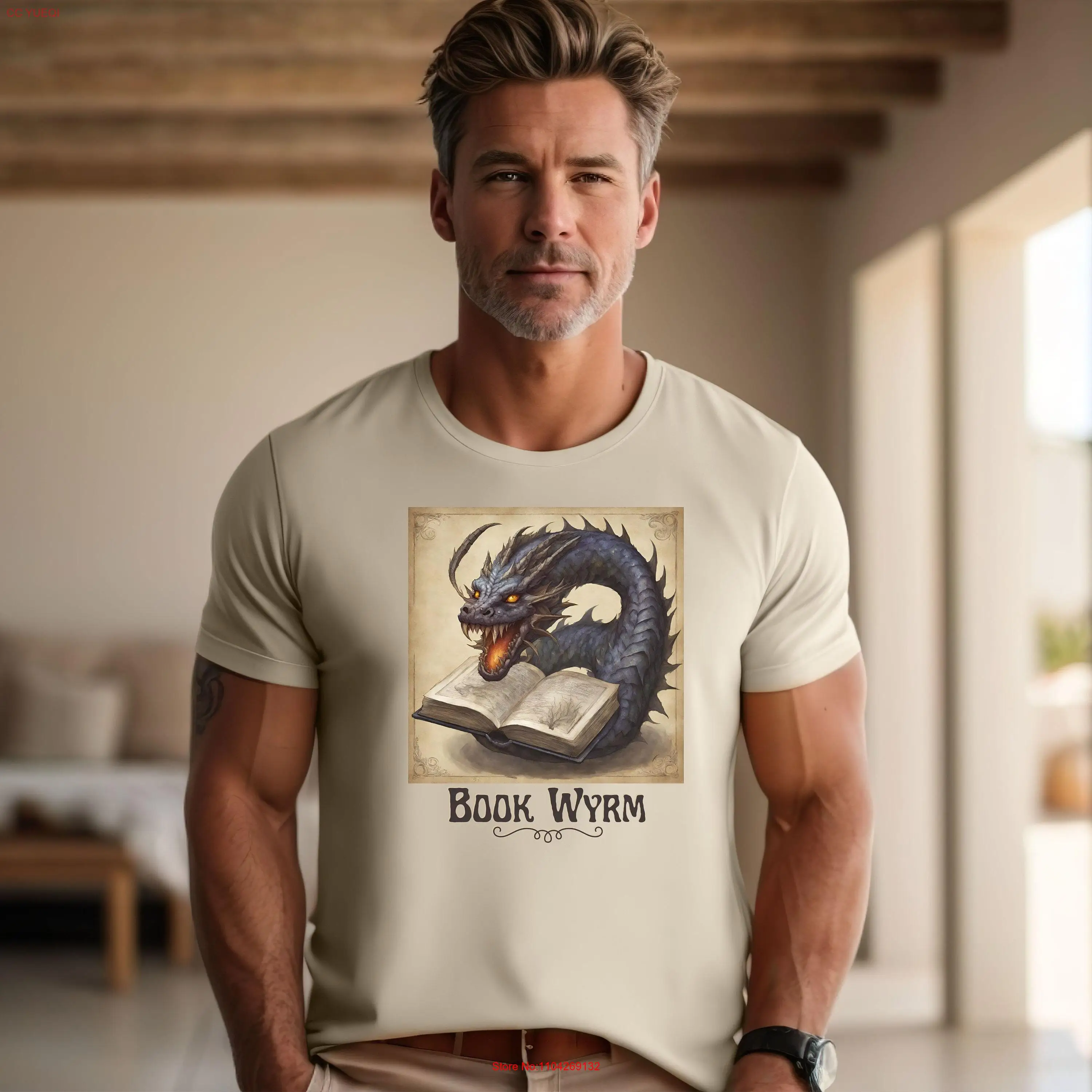 Футболка с драконом для любителей книг Shirtn Reader Fantasy Gamer Librarian длинными или