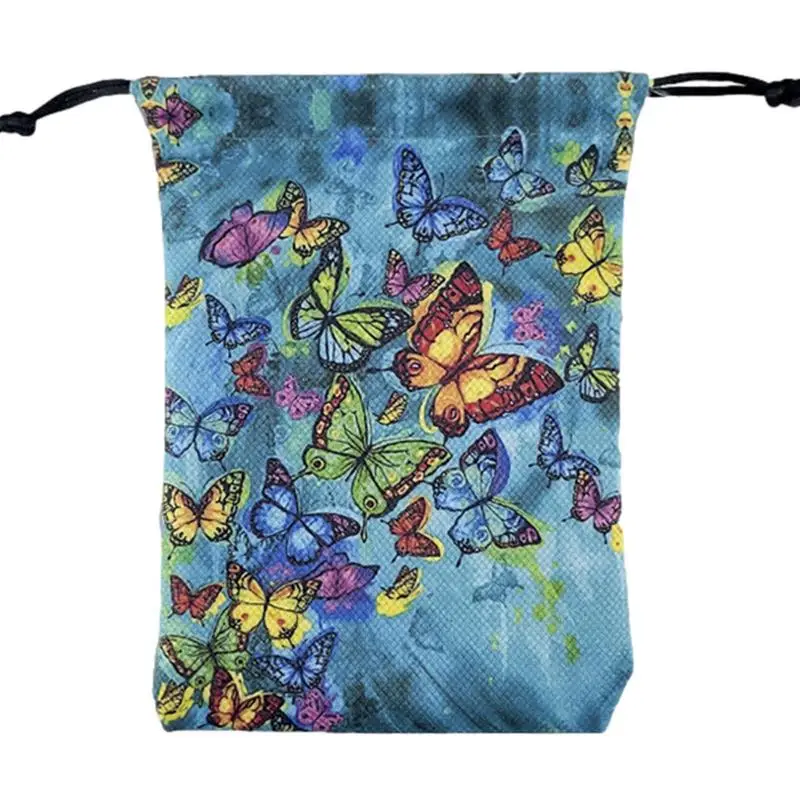 

Velvet Tarot Pouch Bag Butterflies Print Tarot Card Storage Bag 13x18cm Novel Tarot Card & Dice Storage Bag Jewelry Drawstring