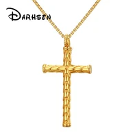 darhsen brand gold silver color stainless steel simple male men christian cross pendants necklace fashion jewelry