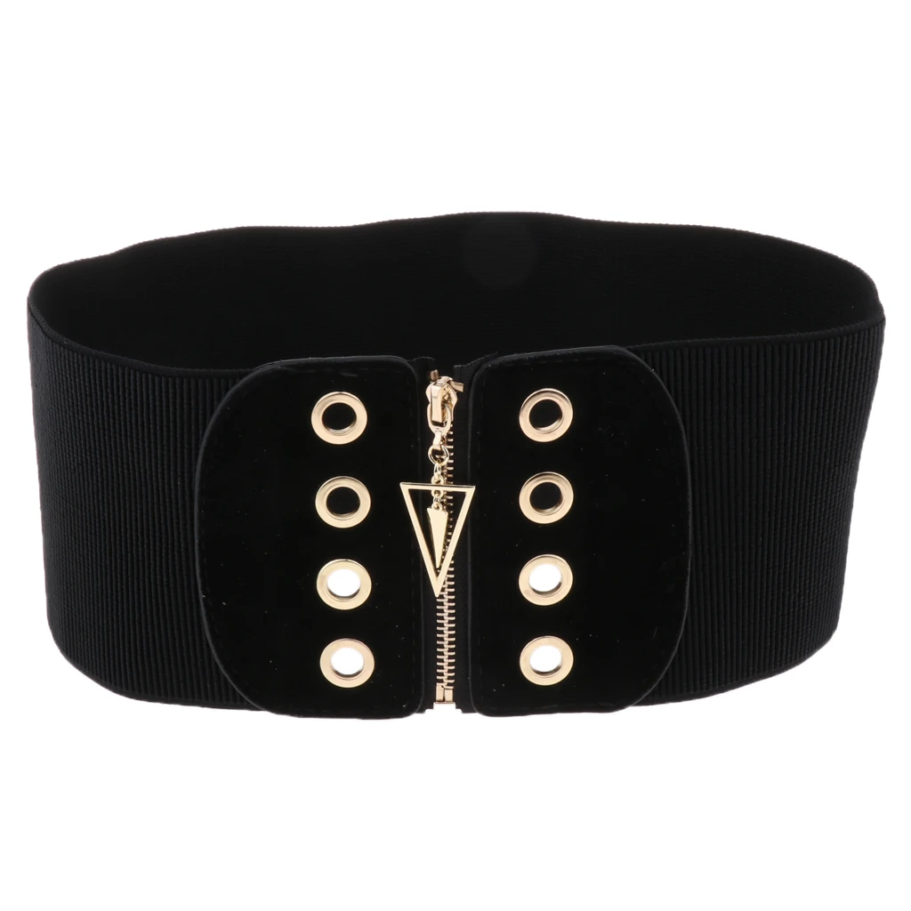 

Women Elastic Wide Waistband Waspie Corset Waist Belt with Zipper, , with Strong Stretchy