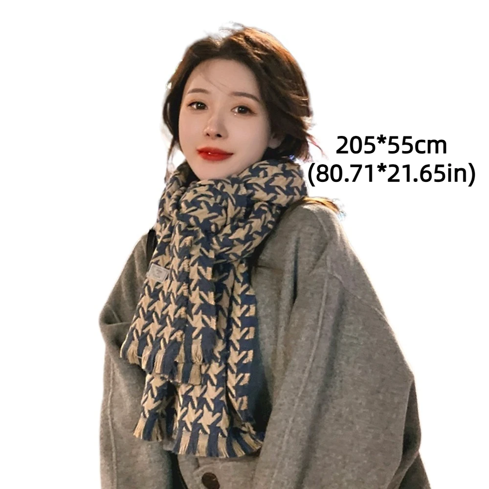 Роскошный клетчатый шаль в корейском стиле мягкие шерстяные шарфы с кисточками и