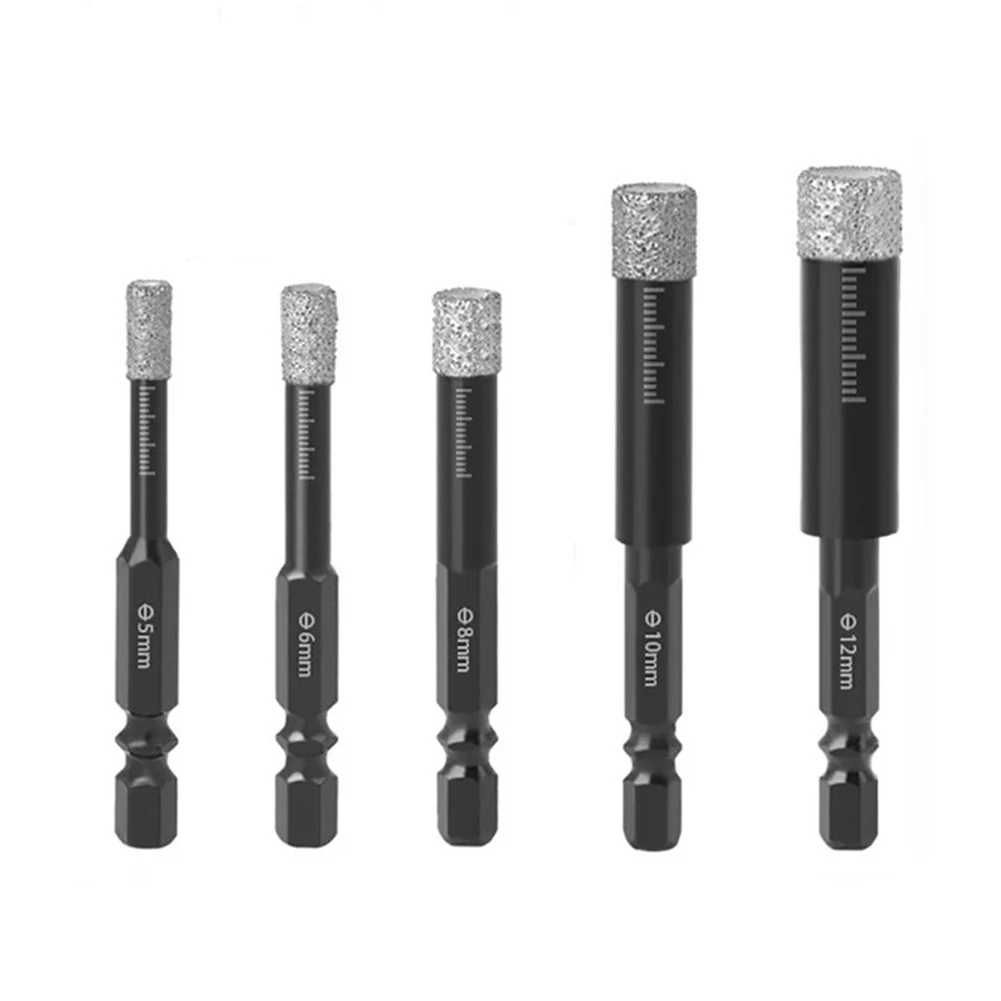 

5pcs Vaccum Brazed Diamond Dry Drill Bits Hole Saw For Drilling Marble Ceramic Tile Stone Tools Accessories 5/6/8/10/12mm