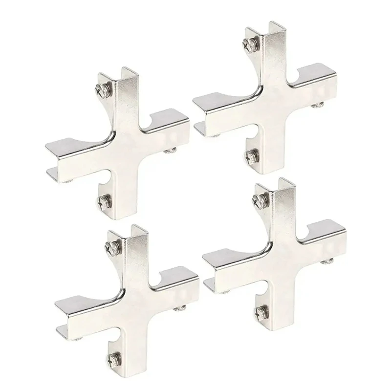 

4Pcs Glass Fixing Clip 2 Way Glass Connectors For 6-10Mm Furniture Hardware Glass Accessories(+ Shape )