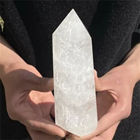 rare beautiful white quartz crystal obelisk wand raw stone block hole treasure basin office degaussing ornaments
