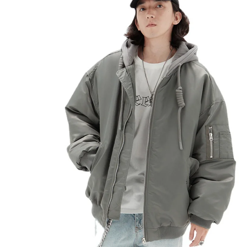 Cotton-padded jacket men's tide brand thickened cotton-padded jacket men's winter hooded jacket padded jacket