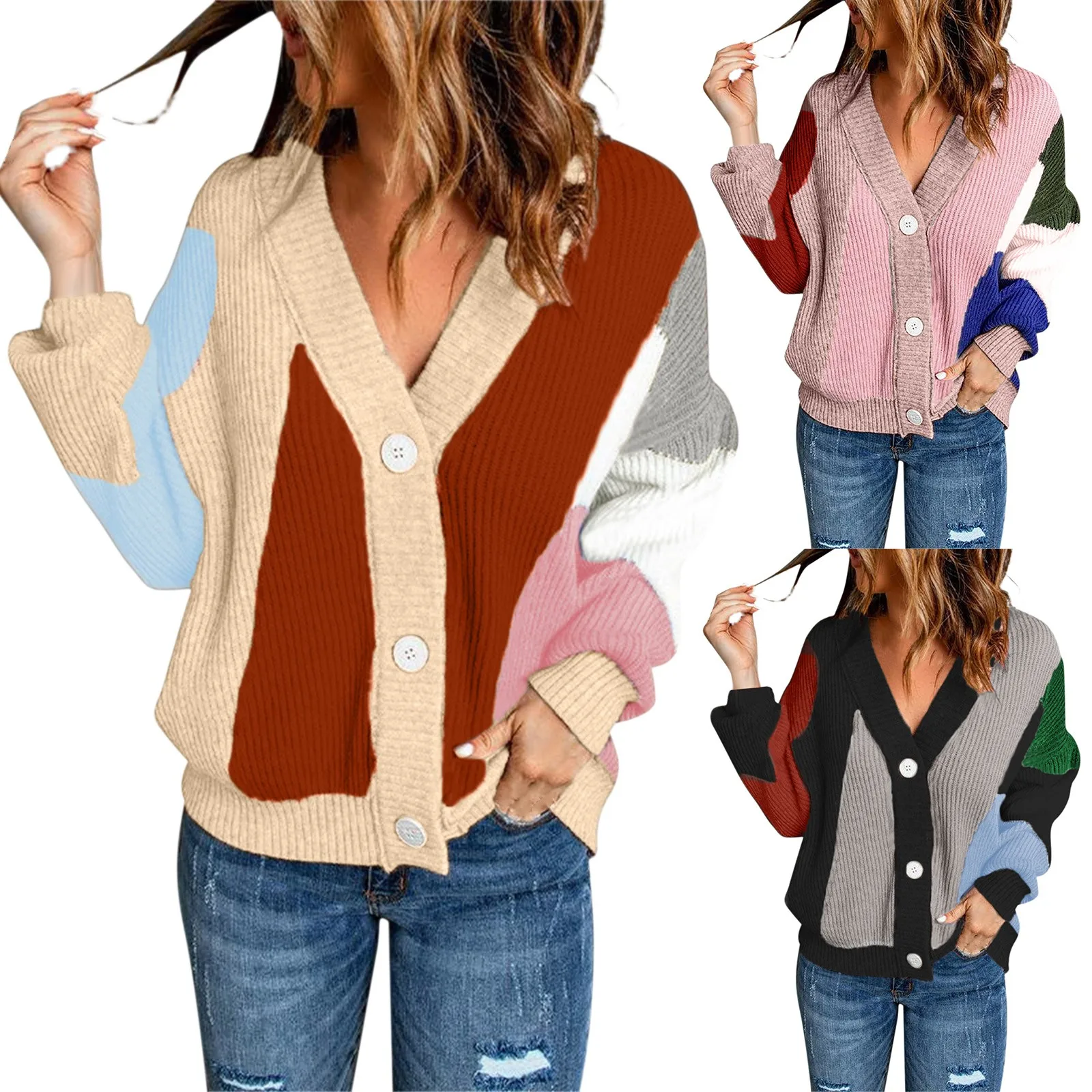 

Женский трикотажный кардиган с длинным рукавом