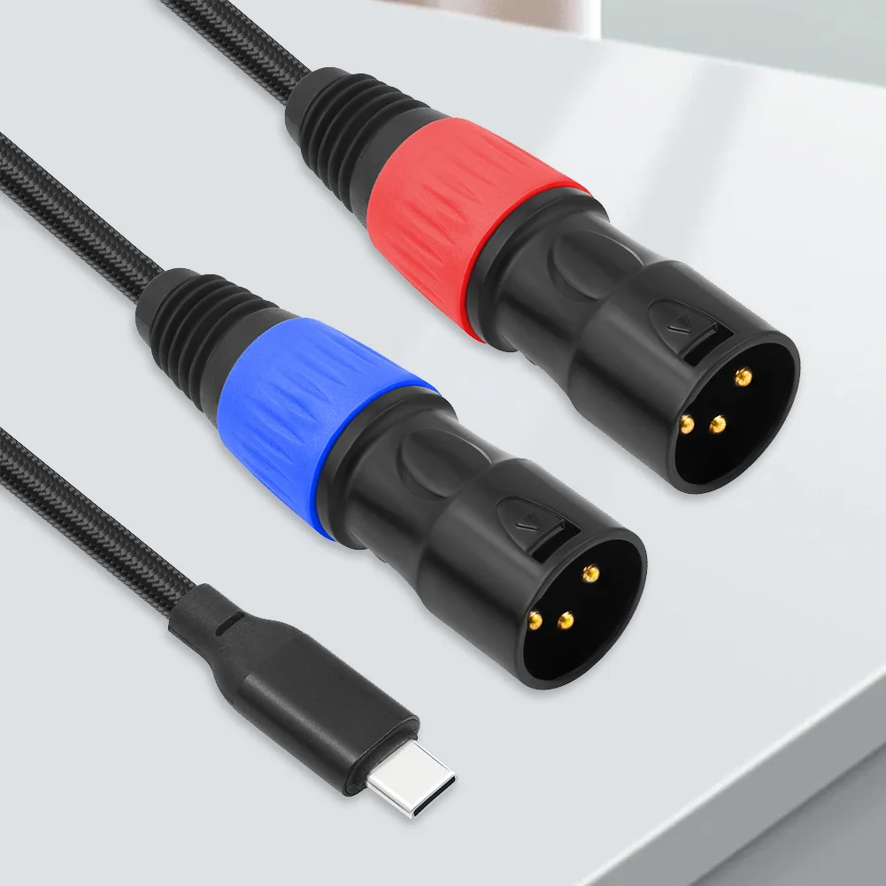Фото USB Type C «папа» на 2 XLR «папа» стерео аудиокабеля ЦАП 24 бит 192 кГц Тип C на двойной XLR «папа» Aux кабель для смартфонов и ноутбуков №4
