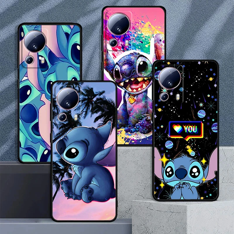 

Stitch lovely disney cartoon For Xiaomi Mi 13 12 11 10 11T 10T 9T 9 8 Note 10 Ultra Pro Lite TPU Soft Silicone Black Phone Case