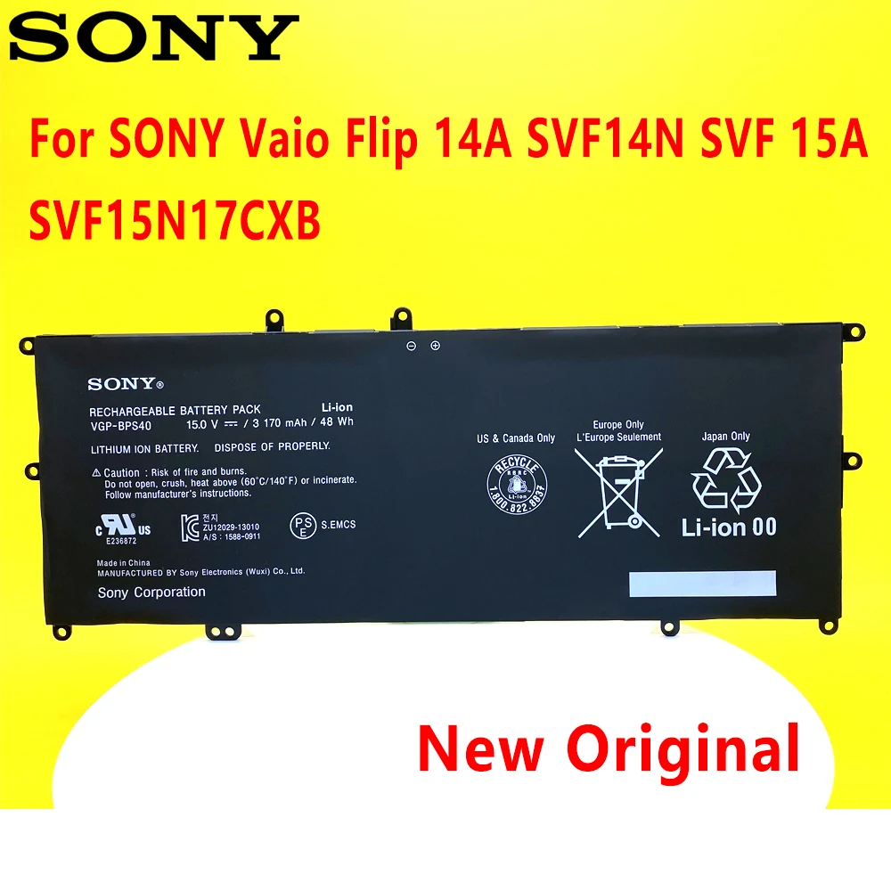NEW Original Laptop Battery For SONY Vaio Flip 14A SVF14N SVF 15A SVF15N17CXB VGP-BPS40 15V