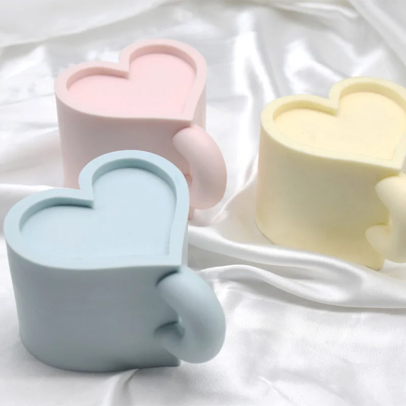 

Силиконовая 3D формочка для ароматизированной свечи в виде чашки в форме сердца, форма для чашки для воды, подарочные декоративные формы, подарок на день Святого Валентина