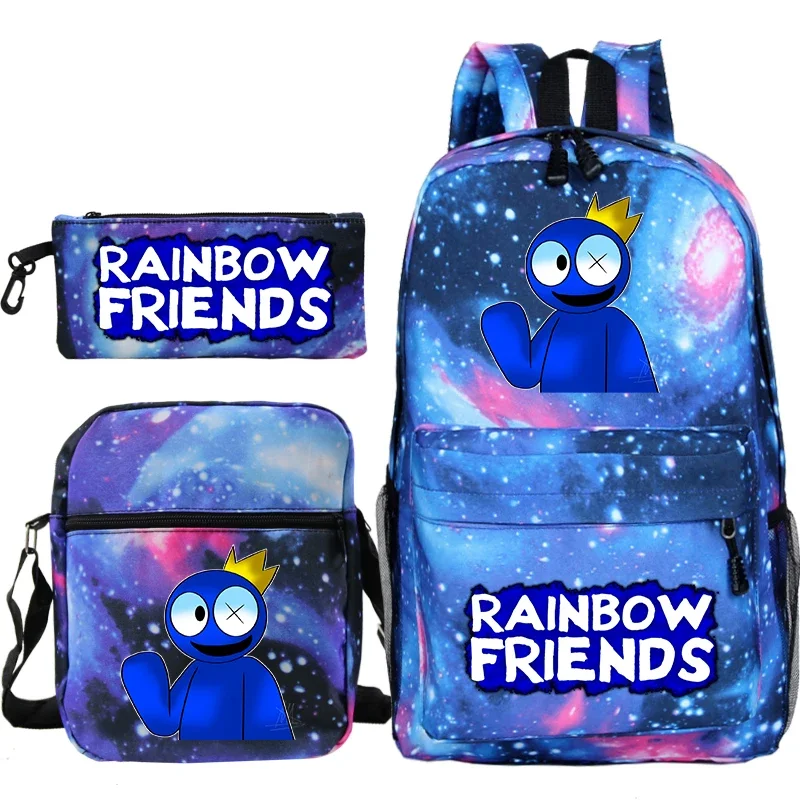 Фото Игровой рюкзак Rainbow Friends для мальчиков, детский забавный мультяшный рюкзак, школьный ранец для детей, набор из 3 предметов, школьная сумка для девочек №2