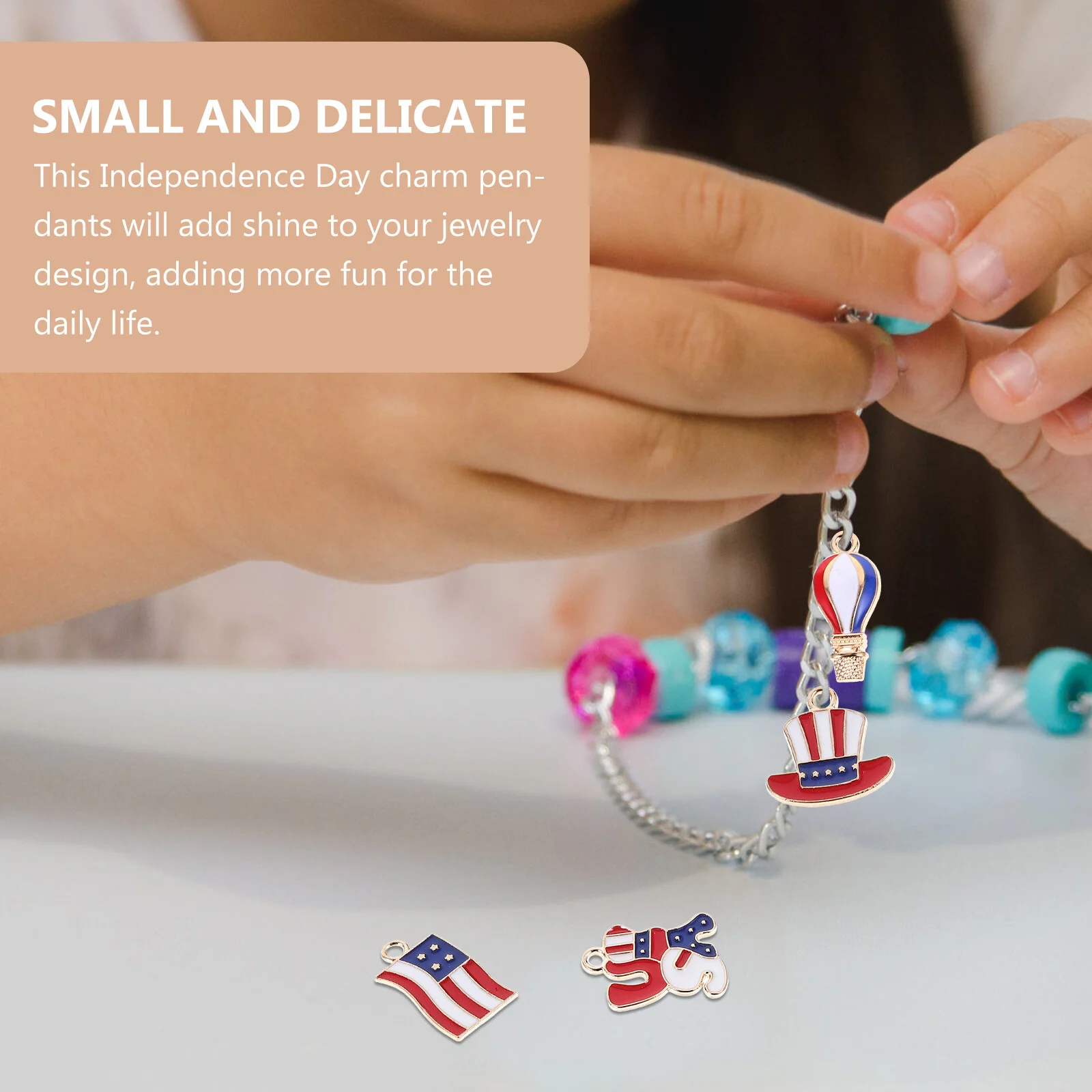United States Independence Day Charms Necklace Making Kit Bracelet Jewelry Small