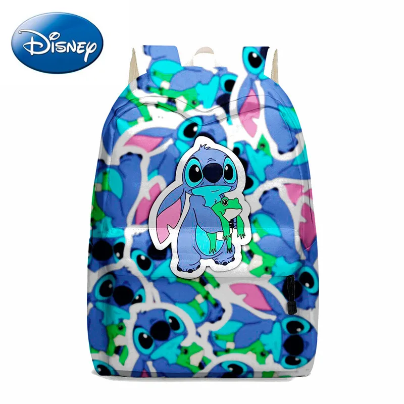

42cm Disney School Backpack Anime Lilo and Stitch Gradient Print Traveling Backpack Students School Bag Back To School Supplies