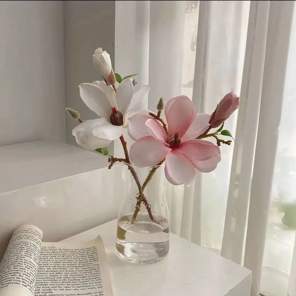 Имитационные цветы шелковые цветы короткая веточка магнолии свадебное украшение для дома, живой комнаты, декоративная композиция на Рождество.